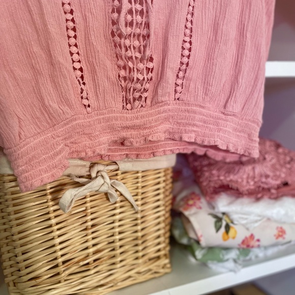 Rose Pink Blouse Summer Spring Whimsigoth Boho Southwestern Renfaire - Picture 7 of 11